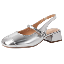 Daphne Red Mary Jane Sandals Womens Medium Heel Womens Shoes 2024 New Summer Genuine Leather Toe Thick Heel Sandals