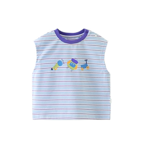 Qiqi Xiong childrens vest boys summer thin sleeveless T-shirt baby outer wear striped summer clothing 2024 new trend