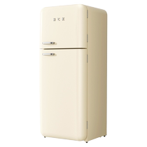 HCK Haschic Small Scent Wind Pro Double Door Retro Fridge Home Frequency Conversion Air-cooled Living-room Small Cream Wind 3463