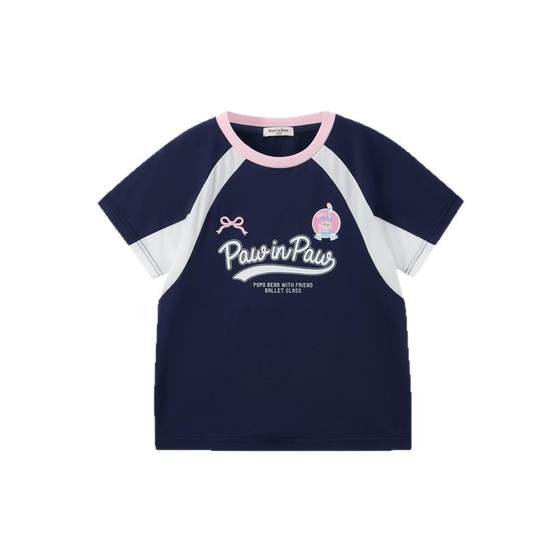 
[Sorona cool feeling] PawinPaw cartoon bear children's clothing 25 years summer new girls contrasting sports T-shirt