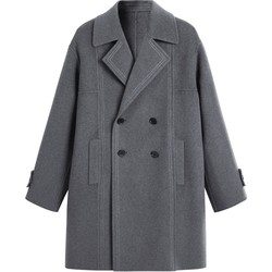 PEACEBIRD Men's Spring New Topstitch Double-sided Wool Coat Mid-length Trendy Wool Coat Coat