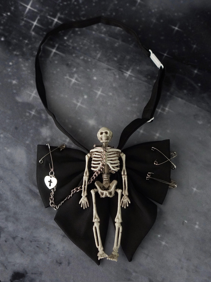 Weird Sugar Accessories Collection: Original Handmade Bad Girl JK Big Feather Bow Tie Skull Dark Halloween Skeleton