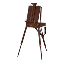 DJAR意式极简胡桃木色专业艺术家复古油画箱画架户外便携写生家用桌面古典客厅室内收纳多功能油画架绘画箱子