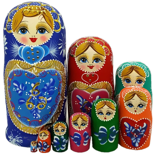 10-layer hand-painted matryoshka doll birthday gift 069