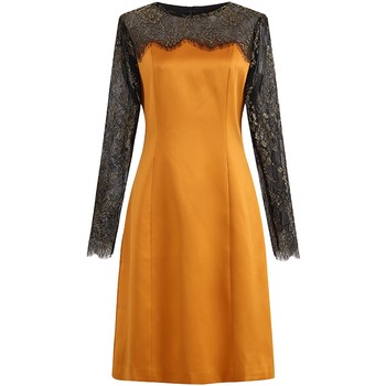 Martinu women's yellow patchwork lace sleeve dress