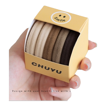 Milky coffee color hairband for women simple temperament rubber band hair tie high elasticity durable high-end feel hair band thick leather case