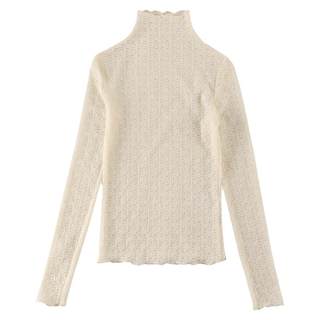 高档蕾丝内搭小衫女长袖纱衣薄款秋冬2023新款半高领网纱打底衫女