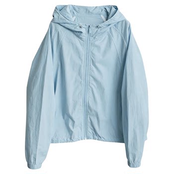 Copper button summer hooded sun protection jacket for women slimming
