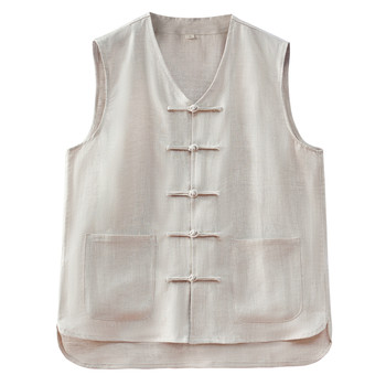 Summer pure linen men's tang suit vest vest