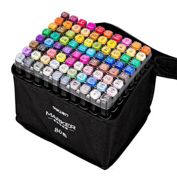 Deli oily marker pen 80 colors double-ended