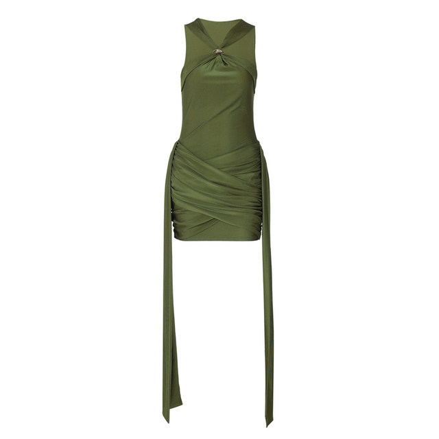 Stylish hot girl long ribbon design dress