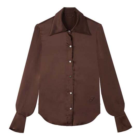 丝所经典系列100%桑蚕丝水晶宽领真丝衬衫高级纯色上衣锦鲤衫