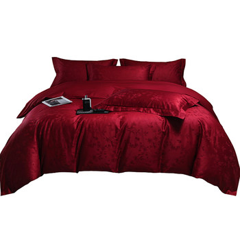 Kunhua 100s long velvet cotton tribute satin jacquard wedding kit