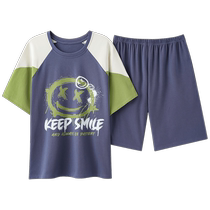 Pure cotton pajamas for men summer 2024 new short-sleeved large size thin casual casual wearable mens home wear set