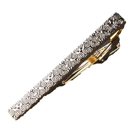 金色吉祥花纹领带夹商务高品质别针扣针 简约领带夹子定制礼盒装