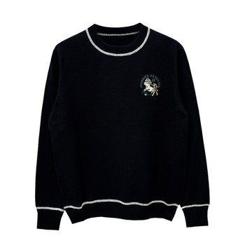 Pullover sweater round neck topstitch sweater light luxury style Pullover sweater round neck topstitch sweater light luxury style