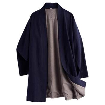 Safari ພາກຮຽນ spring and autumn men's windbreaker casual men's mid-length loose autumn cotton and linen jacket's style Chinese top men's