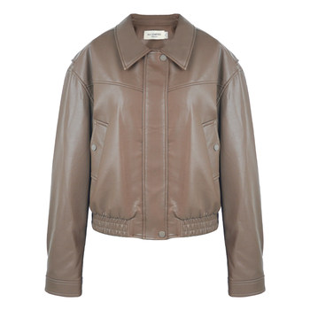 aaaaxbbb 80s tone retro ລົດຈັກຊຸດສັ້ນພາກສ່ວນສີນໍ້າຕານ ruffian handsome jacket ເສື້ອຫນັງ American casual jacket