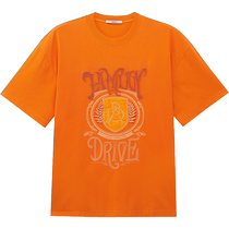 (Special Offer) DAZZLE Dopamine T-shirt spring and autumn new orange embroidered top for women