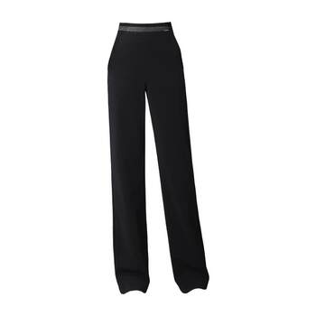 Women's stretch black small straight leg women's pants summer professional suit wide leg pants versatile casual commuting pants