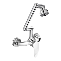 All-copper exposed kitchen faucet hot and cold sink faucet exposed pipe wall-mounted dish basin laundry pool mixing valve home