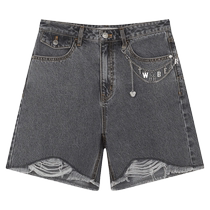 TeenieWeenie bear denim shorts ripped pants chain decoration trendy retro womens summer