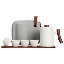 Ceramic portable travel tea set, simple outdoor camping tea drinking cup, portable tea cup, personal use