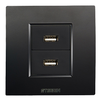 Type 86 concealed two-position USB panel black two-position computer data cable plug-in extension USB socket