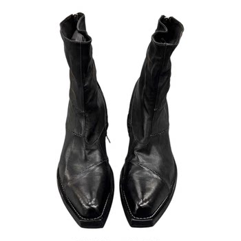 Stitched chunky heel work boots for men and women retro wizard boots
