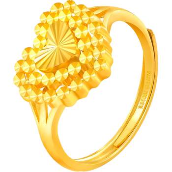 Heart shaped pure gold ring safir