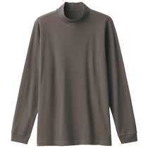 MUJI mens thick cotton high collar long sleeve T-shirt mens pure cotton new product