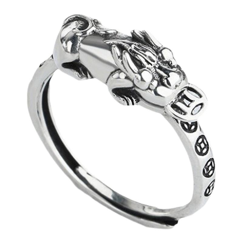 925 silver vintage Pixiu copper coin living ring