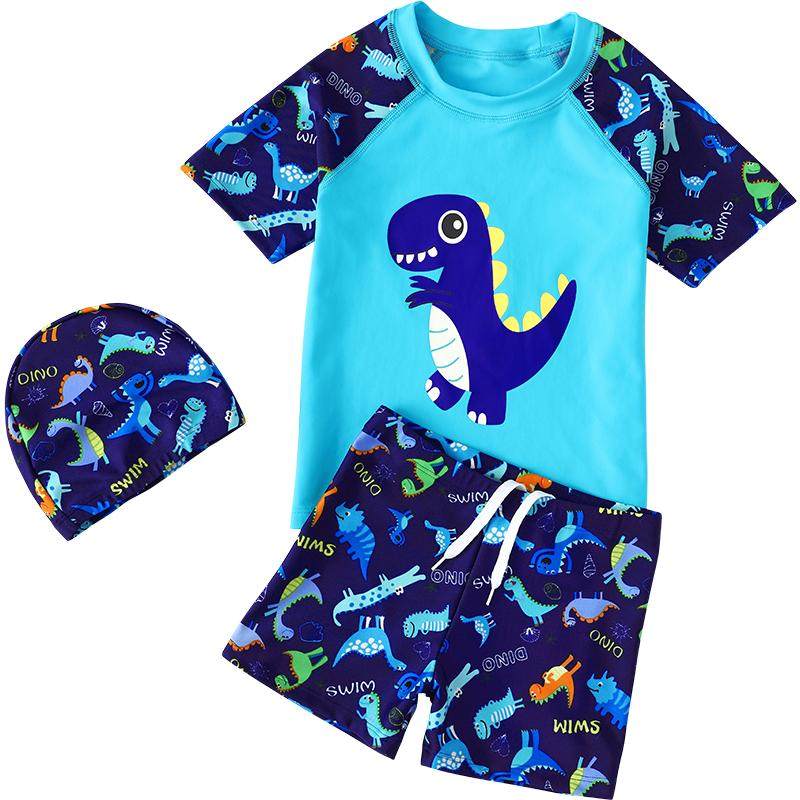 儿童游泳衣男童夏季宝宝防晒速干分体泳裤小童中大孩童可爱套装备
