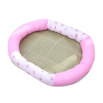 Summer cool mat nest oval dog nest splicing cartoon cat nest rattan mat cooling nest dog and cat universal pet nest cat cool nest mat