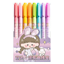 Double-ended flower-shaped outline curve pen handbook with color marking pattern edge fluorescent handbook pen for children handwritten newspaper flower-shaped hook line multi-functional flower-shaped mark type printing line roller for students only