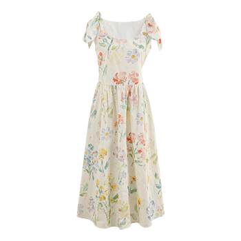 Mori tribe gentle style ຝ້າຍບໍລິສຸດ floral slim suspender dress ແມ່ຍິງອອກແບບໃຫມ່ວັນພັກ summer skirt ຍາວ