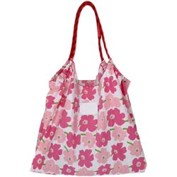 HURIDOM ສີຂາວ Deer ຮູບແບບດຽວກັນ Floral Bag Bag Weightless Cloth Bag ຄວາມອາດສາມາດຂະຫນາດໃຫຍ່ພັບ Canvas Bag Resort Style Beach Bag