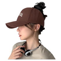 Trendy high ponytail baseball cap for women summer big head circumference hard top peaked hat with deep hollow top sunshade 2024