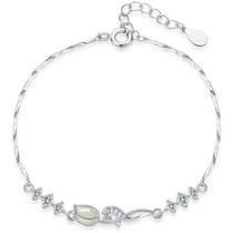 Chinese gold treasure silver tulip sterling silver bracelet for girls 2024 new Chinese Valentines Day gift for girlfriend 1693