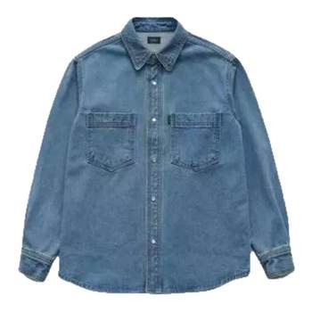 Thebarnnet eight breasts korean retro loose casual lapel long sleeve denim shirt jacket