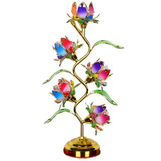 供灯长明灯 堂前供灯 五品S型七彩花瓣莲花灯 大红花瓣供灯插电