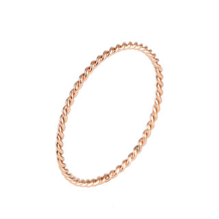 Plain circle 18K rose gold ring female twist titanium steel 2022 new trendy tail ring pinky niche set high-end sense