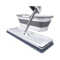 Yizi 38CM hand-free flat mop 45CM folding bucket set household flat mop 2 with cloth