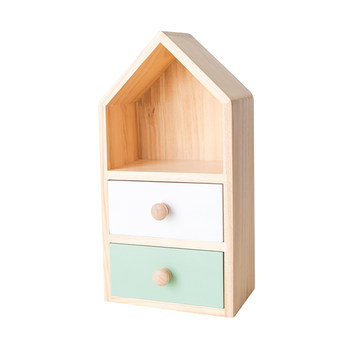 High-end cute cartoon wooden house storage drawer combination