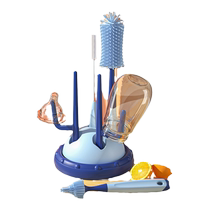 Silicone bottle brushed cleaning brush with baby special long handle three-in-one wash bottle with nipple sucker brush drain water rack