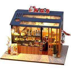 diy handmade cabin Japanese style mini wooden model house miniature scene ornaments toys birthday gift for girls