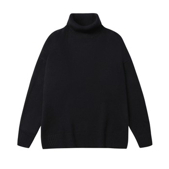 Men's turtleneck black sweater, loose and lazy style in winter Men's turtleneck black sweater, loose and lazy style in winter