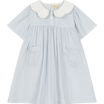 Marmalading childrens childrens big childrens home clothes 2021 summer clothes new dolls collar Little Qing New sweet and beautiful ladies sleepwear dress