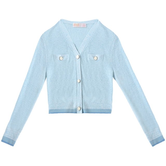 Stubborn spring new retro solid color small fragrance style v-neck sweater knitted cardigan women 32431MY07936