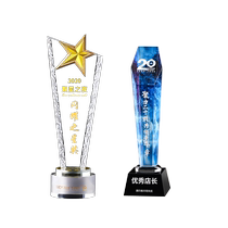Customized crystal trophy with creative ideas for outstanding employees’ thumb competition winner’s five-pointed star engraved souvenir custom made